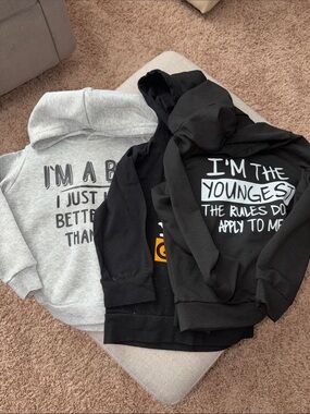 Kids' Graphic Pullover Hoodie - Black & Light Gray